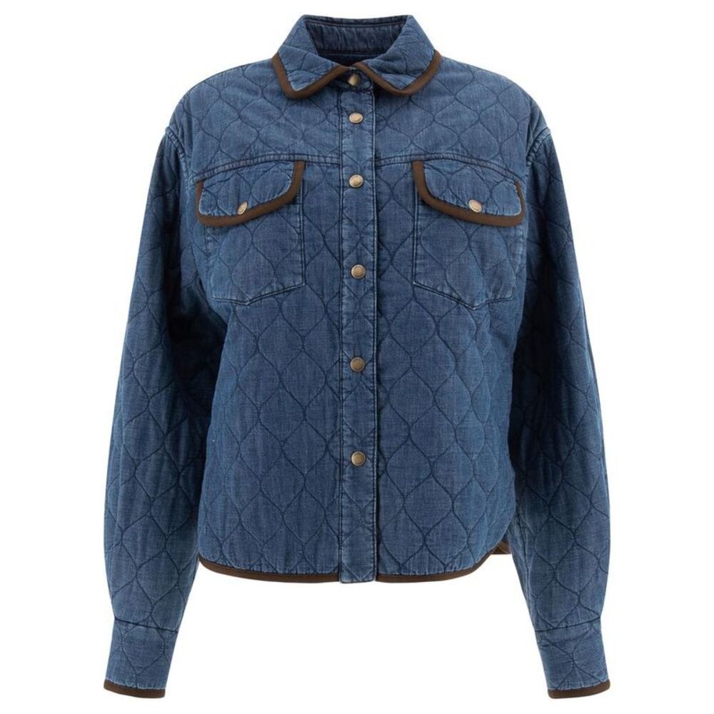JACOB COHEN Quilted Denim Shirt Jacket Women BLUE Shirts